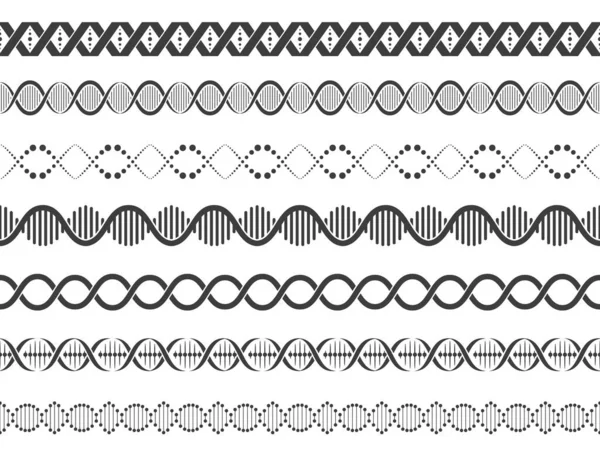Dnaスパイラルシームレスパターン 壁紙の生化学遺伝子配列モデル 生地印刷のための生物学研究コンセプト Dna生化学分子イラストのベクトル質 — ストックベクタ