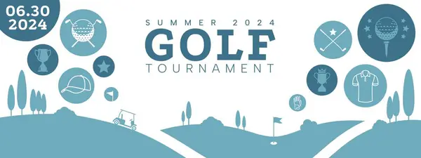 Golf Banner Club Poster Golf Cup Ball Tournament Flyer Design — Stock Vector