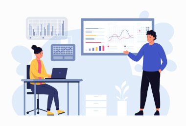 Piyasa tahmini, iş ekibi strateji grafiği yatırımı, pazarlama finans büyümesi, finansal tahmin analizi, plan ve kâr amaçlı kurumsal vektör ilülasyonu yapıyor