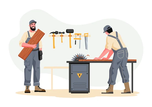 Carpenters Furniture Vector Worker Craftsman Illustration Carpentry Construction Wooden Repair — Stock Vector