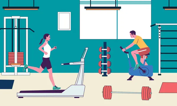 Människor Gym Sport Och Fitness För Hälsa Vektor För Fitness Royaltyfria illustrationer