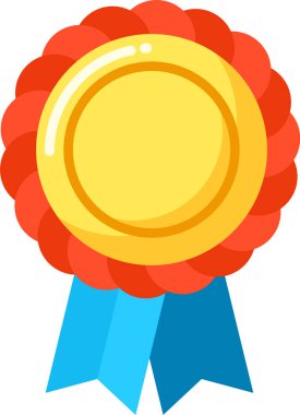 Canlı bir altın ödül kurdelesi kırmızı katmanlı deniztarağı tasarımı sergiler. Aşağıda asılı duran mavi kurdele, bir etkinlikteki olağanüstü başarısını simgeliyor..