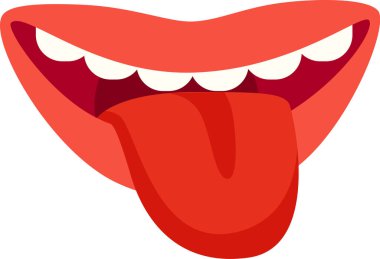 Canlı bir karikatür ağzı ardına kadar açılıyor, parlak kırmızı bir dil ve beyaz dişler ortaya çıkıyor. Oyuncu tasarım neşeli ve neşeli bir ruh hali taşır, çeşitli yaratıcı kullanım için mükemmeldir..