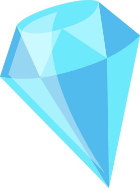 Çizimde, yansımalar ve ışık oyunları yaratan çarpıcı mavi bir elmas sergileniyor ve minimalist bir ortamda parlaklığını ve güzelliğini vurguluyor..