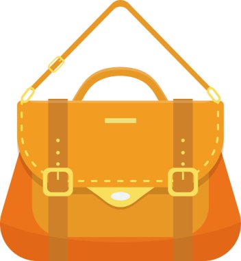 Sağlam bir omuz askısı ve dekoratif tokalardan oluşan şık turuncu deri bir çanta. Moda ve işlevselliğin mükemmel bir karışımı.