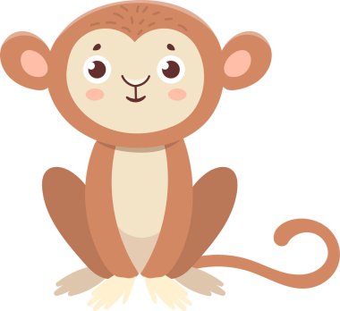 Adorable cartoon monkey sitting with a cheerful expression, showcasing its playful nature in a vibrant illustration perfect for children s books or any project needing a touch of primate charm clipart