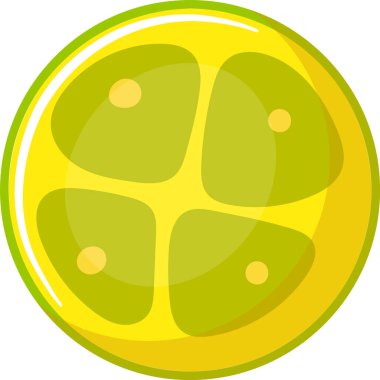 İkiye bölünmüş yuvarlak sarı meyve, içinde tohumlar olan dört segmenti gösteriyor, canlı renklerle görsel olarak çekici bir tasarım yaratıyor.