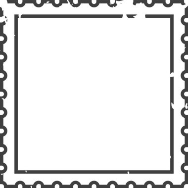 Basit bir kenarı ve tırtıklı kenarı içeren boş, dikdörtgen bir posta pulunu kapat, kişiselleştirme için temiz bir beyaz alan sağla