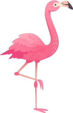 Flamingo standing on one leg, a symbol of grace and balance, showcasing the vibrant colors and unique features of this beautiful bird clipart