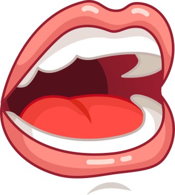 Ağzı açık, dili dışarıda çizgi film çizimi, ağız temizliği ve diş bakımı gibi konular için kullanışlı.