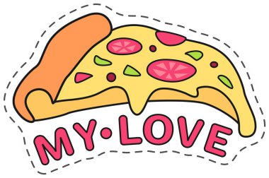 Bu sevimli karikatür, erimiş peynirli bir dilim pizzayı ve altında aşkımın tatlı sözlerini barındırıyor. Tasarımlarına biraz eğlence ve romantizm katmak için mükemmel..