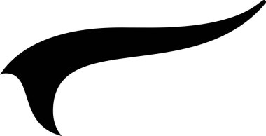 Kalın siyah şekil çapraz yükselir, enerji ve hareket ekler. Parlak kıvrımlar beyaz bir arkaplan üzerinde zarifçe süzülür, logolar, simgeler veya markalaşma için mükemmeldir.