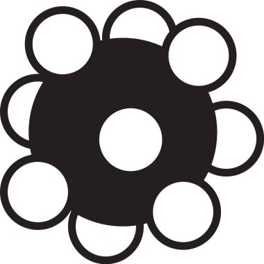 Bir atomun basit siyah-beyaz çizimi, bir çekirdeğin yörüngesindeki elektronlar, bilimsel veya eğitim projeleri için idealdir.