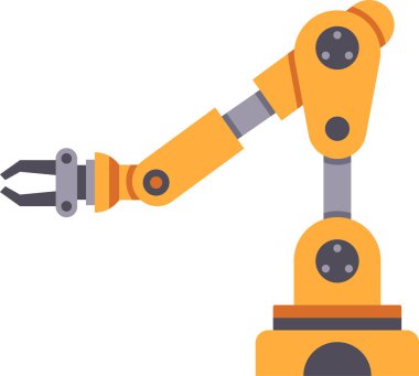 Robotic arm extending and gripping, showcasing automation, industrial technology, and advanced manufacturing processes in modern factories clipart