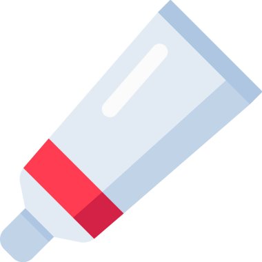 Beyaz bir arka planda izole edilmiş tıbbi veya kozmetik ürünü temsil eden bir krem, macun ya da merhem tüpünün renkli vektör çizimi