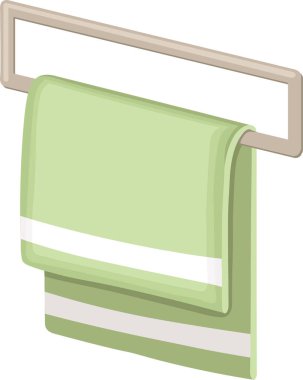 Pürüzsüz bir havlu korkuluğuna sarılı yumuşak yeşil havlu. Banyo alanına biraz dinginlik katıyor. Sakinlik ve rahatlama hissi uyandırmak için birebir.