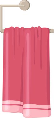 Metal havlu korkuluğuna sarılı yumuşak pembe havlu banyo düzenine biraz rahatlık ve stil katıyor. Duştan ya da banyodan sonra kurulanmak için mükemmel.