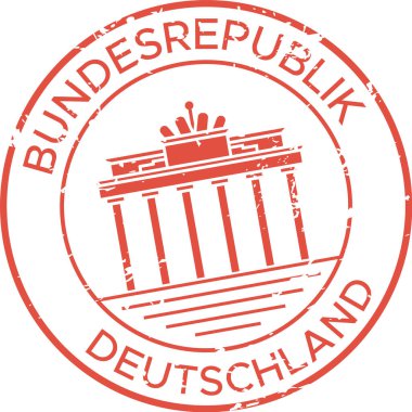 Berlin, Almanya 'nın ünlü simgesi olan Brandenburg Kapısı' nı gösteren kırmızı mürekkep lekesi seyahat, turizm ve Alman kültürünü sembolize ediyor.