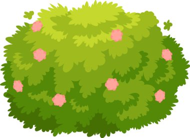 Pembe çiçekli gür yeşil çalı, temiz beyaz bir arkaplan karşısında canlı ve canlı bir sahne yaratarak doğayı, büyümeyi ve güzelliği temsil eder.