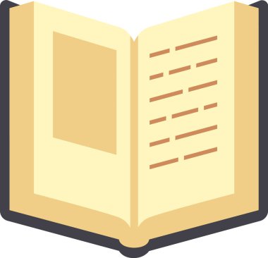 Açık kitap, krem rengi sayfalarda bir resim tutucu ve metin satırları gösterir, okurları içeriğini keşfetmeye davet eder