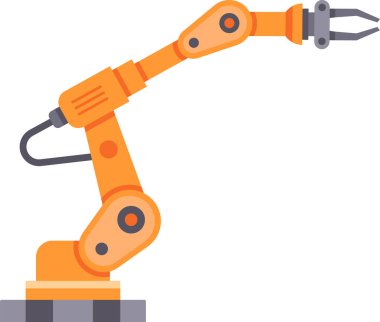 Endüstriyel ortamda otomatik görevler yapan, gelişmiş otomasyon teknolojisi sergilenen turuncu robotik kol