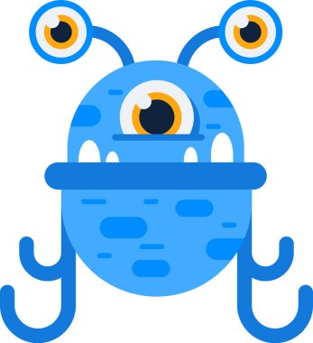 Cute alien cartoon with three eyes and antennas smiling playfully, perfect for kids entertainment and education. Ideal for stickers, logos, and more clipart