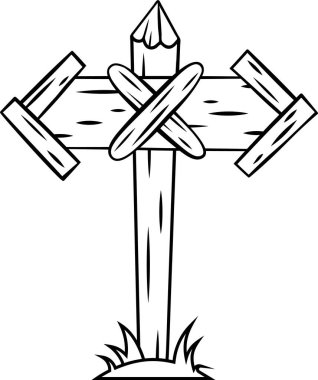 Üzerinde çapraz tahta ve kalem olan tahta levhalar, çim tarlasına dikilmiş, ileriye gidiş yolunu sembolize etmeyen ve iptal edilen planları simgeleyen.