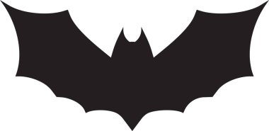 Şekillendirilmiş siyah yarasa silueti kanatlarını açıyor, beyaz bir arkaplanda çarpıcı bir görüntü yaratıyor, cadılar bayramı projeleri ya da ürkütücü tasarımlar için mükemmel.