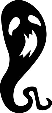 Uğursuz sırıtışlı ürkütücü siyah hayalet silueti gizemli bir şekilde yüzüyor cadılar bayramı süslemeleri ve tasarımları için mükemmel. Partilere ve kostümlere idealdir, projelerinize korku ve gizem katmaktır.