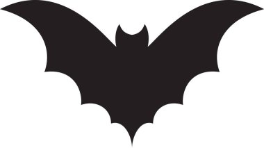 Kanatlarını çırpan bir yarasanın stilize vektör çizimi Cadılar Bayramı projeleri için mükemmel ürkütücü ve gizemli bir atmosfer yaratıyor.