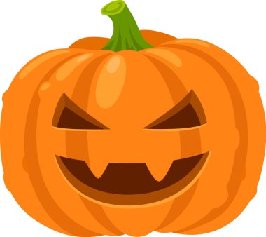 Cadılar Bayramı balkabağı oyması keskin dişli korkunç bir yüzü gösteriyor. Ürkütücü sezonu geleneksel bir dekorasyonla kutluyor.