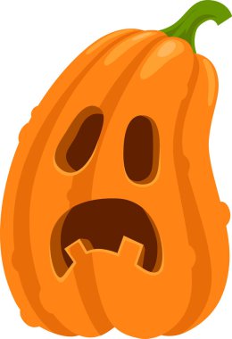 Çığlık atan bir yüzle oyulmuş balkabağı korku ve dehşeti ifade eder. Cadılar Bayramı süslemeleri ve ürkütücü kutlamalar için mükemmeldir. Beyaz bir arka planda izole edilmiş.