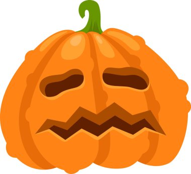 Hüzünlü bir yüzle oyulmuş balkabağı cadılar bayramı ile ilgili olumsuz duyguları temsil eder ürkütücü ve melankolik bir atmosfer yaratır.