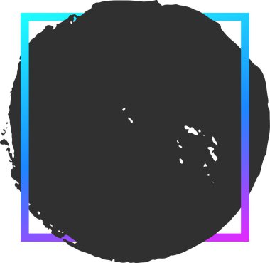 Mavi ve mor kare çerçeveli büyüleyici siyah grunge dairesi her projeye modern bir dokunuş ekler. Posterler, afişler ve daha fazlası için mükemmel.