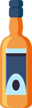 Orange bottle with blue label and light blue and black details suggesting an alcoholic beverage such as whisky, rum, or liquor clipart