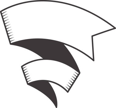 Tırtıklı kenarları olan iki sallanan kurdele, çeşitli yaratıcı uygulamalar ve dekoratif amaçlar için ideal çok yönlü bir tasarım unsuru olarak hizmet veren merak uyandırıcı soyut bir şekil oluşturur.