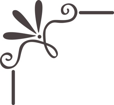 Çiçek motifleri, girdaplar ve çizgiler içeren zarif bir köşe tasarımı, çeşitli tasarım projeleri için sofistike ve dekoratif bir element yaratıyor.