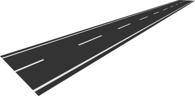 Uzun, düz bir yol beyaz bir arka plana doğru uzanıyor, yolculukları, seyahatleri ve sonsuz keşif ve macera olanaklarını simgeliyor.