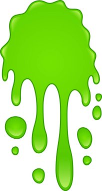 Kalın, canlı yeşil yapışkan damlalar ve sızıntılar, aşağı kayan neşeli damlalar oluşturur, eğlenceli ve biraz dağınık bir sahne yaratır kaprisli cazibe ve renkli kaos