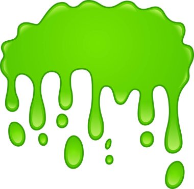 Viscous bright green goo is slowly dripping down, forming a playful array of irregular blobs and drops, creating a sticky, vibrant visual that captures attention and sparks imagination clipart