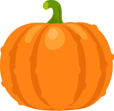 Yeşil saplı canlı turuncu balkabağı, sonbahar hasadının zengin renklerini ve dokusunu gösteriyor, Şükran Günü ve Cadılar Bayramı kutlamaları için mükemmel.