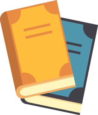 İki ciltli kitap, bir sarı ve bir deniz mavisi bir araya toplanmış, bir x şekli oluşturuyorlar, bu da edebiyat veya eğitim kaynaklarının bir araya getirildiğini gösteriyor.