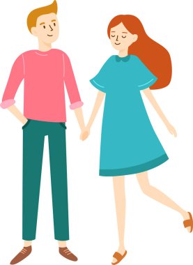 Neşeli genç bir çift, el ele, keyifli bir gezinti keyfini çıkarıyorlar, kaygısız ve neşeli bir anda birbirlerinin basit zevklerinin tadını çıkarıyorlar.