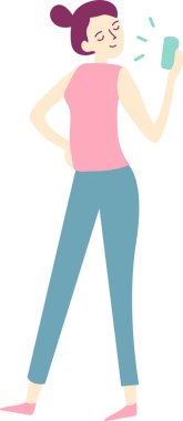 Genç bir kadın, bir eli kalçasında ve diğer elinde akıllı bir telefonla ayakta duruyor. Cihazın özelliklerinden ve işlevselliklerinden etkilenmiş gibi görünüyor.