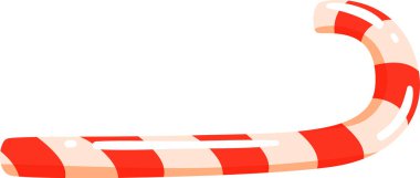 Temiz beyaz arka planda dinlenen canlı kırmızı ve beyaz çizgili Noel şeker kamışı, tatil projelerine ve mevsimsel kutlamalara şenlikli bir dokunuş ekliyor