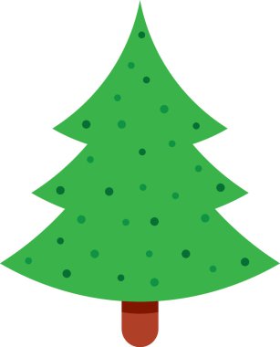 Küçük yeşil ve koyu yeşil noktalı dekore edilmiş bir Noel ağacının minimalist vektör çizimi. Noel projeleri için mükemmel. Tebrik kartları. İnternet siteleri. Makaleler. Sosyal medya paylaşımları ve çok daha fazlası