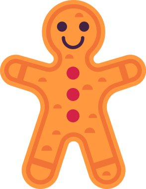 Zencefilli çörek adam kollarını açmış gülümsüyor, Noel 'i sevinçle kutluyor, bayram ruhunu somutlaştırıyor ve kış şenliklerinde geleneksel bir tatlıyı temsil ediyor.