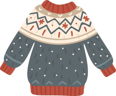 Güzel bir şenlik desenli el yapımı kış süveteri Noel kutlamalarında ya da Yeni Yıl Arifesi toplantılarında giymek için mükemmel.