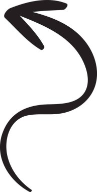 Solu gösteren ve aşağıya doğru kıvrılan basit siyah ok, temiz ve modern bir tasarıma sahip. Seyrüsefer kavramları için ideal olan beyaz arkaplan üzerindeki izole vektör illüstrasyonu