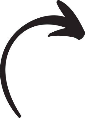 Basit, siyah, el çizimi ok sağ tarafı gösteriyor, beyaz arkaplan üzerinde izole, çeşitli tasarım projeleri ve sunumlar için ideal.